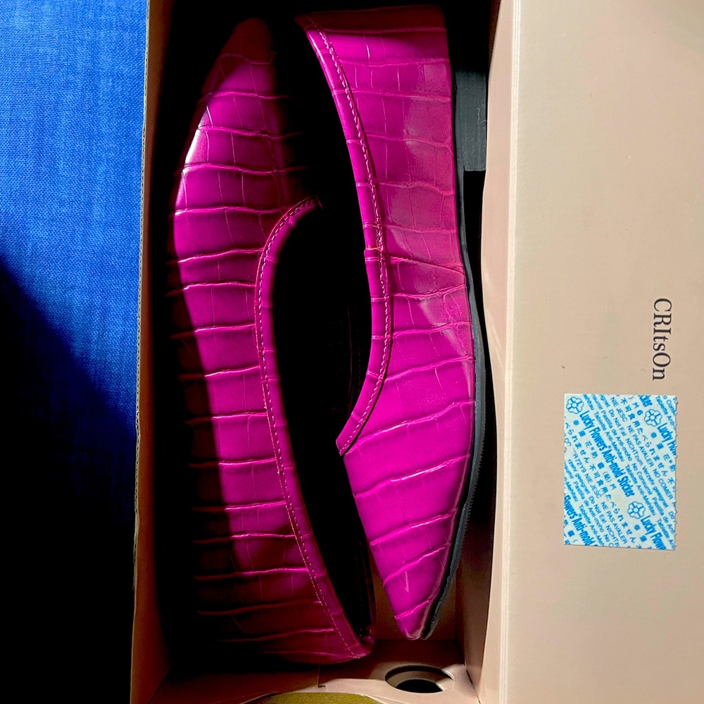Barbie pink flats! Worn once. Sooo pretty!
